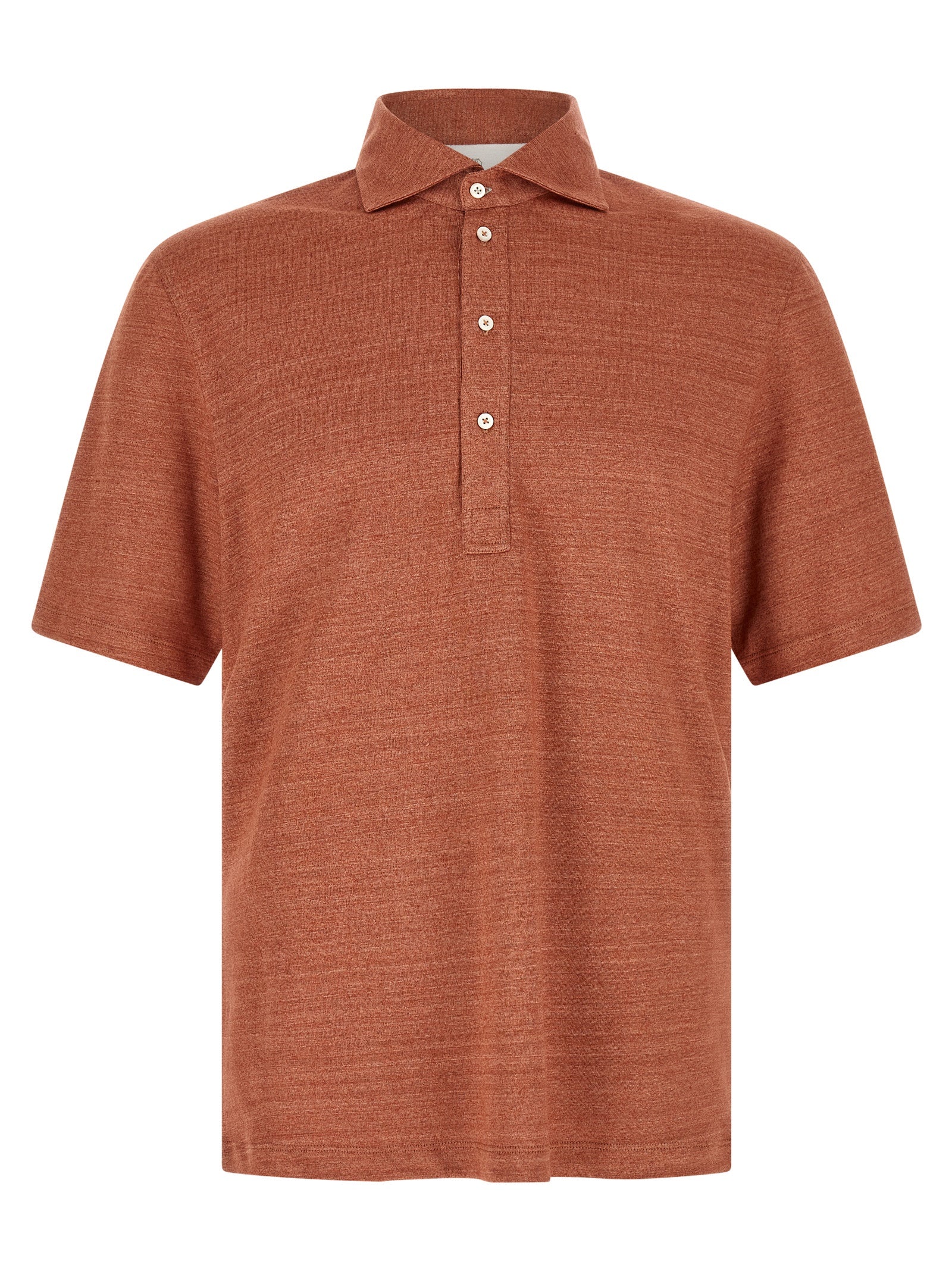 Orange Leinen Poloshirt Brunello Cucinelli