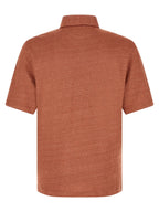 Orange Leinen Poloshirt Brunello Cucinelli