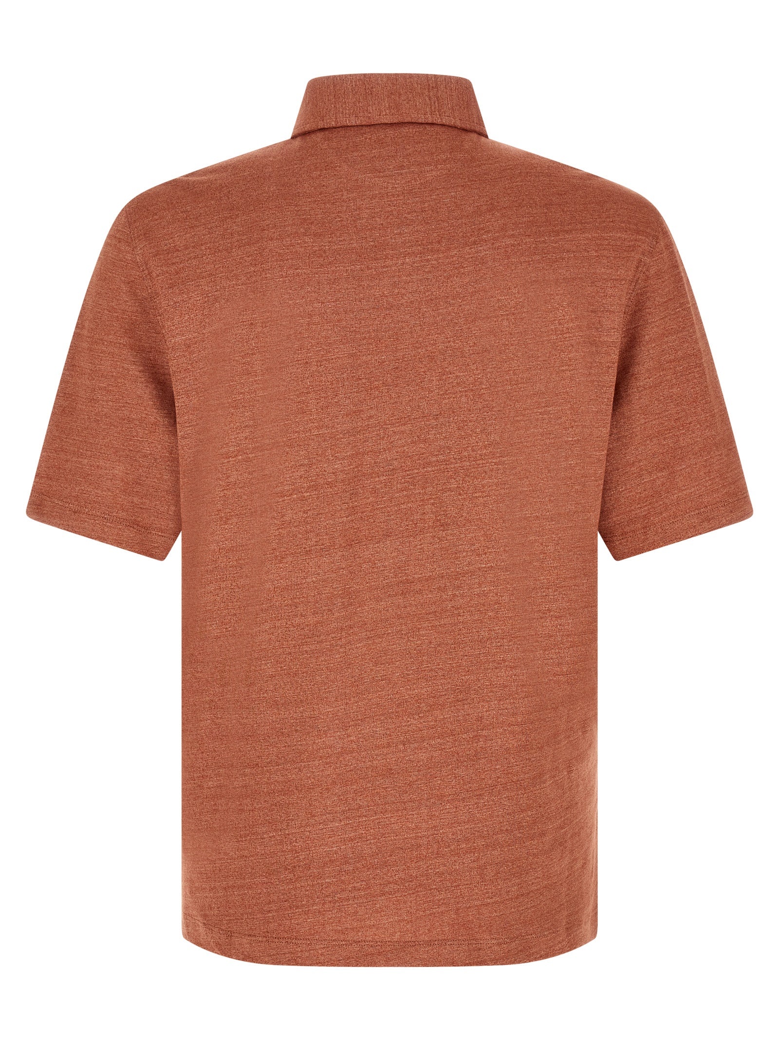 Orange Leinen Poloshirt Brunello Cucinelli