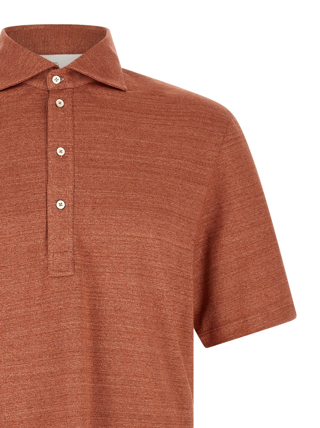 Orange Leinen Poloshirt Brunello Cucinelli