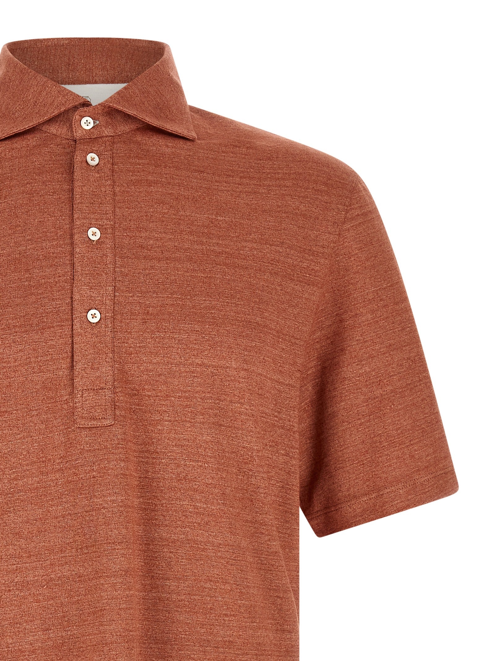 Orange Leinen Poloshirt Brunello Cucinelli