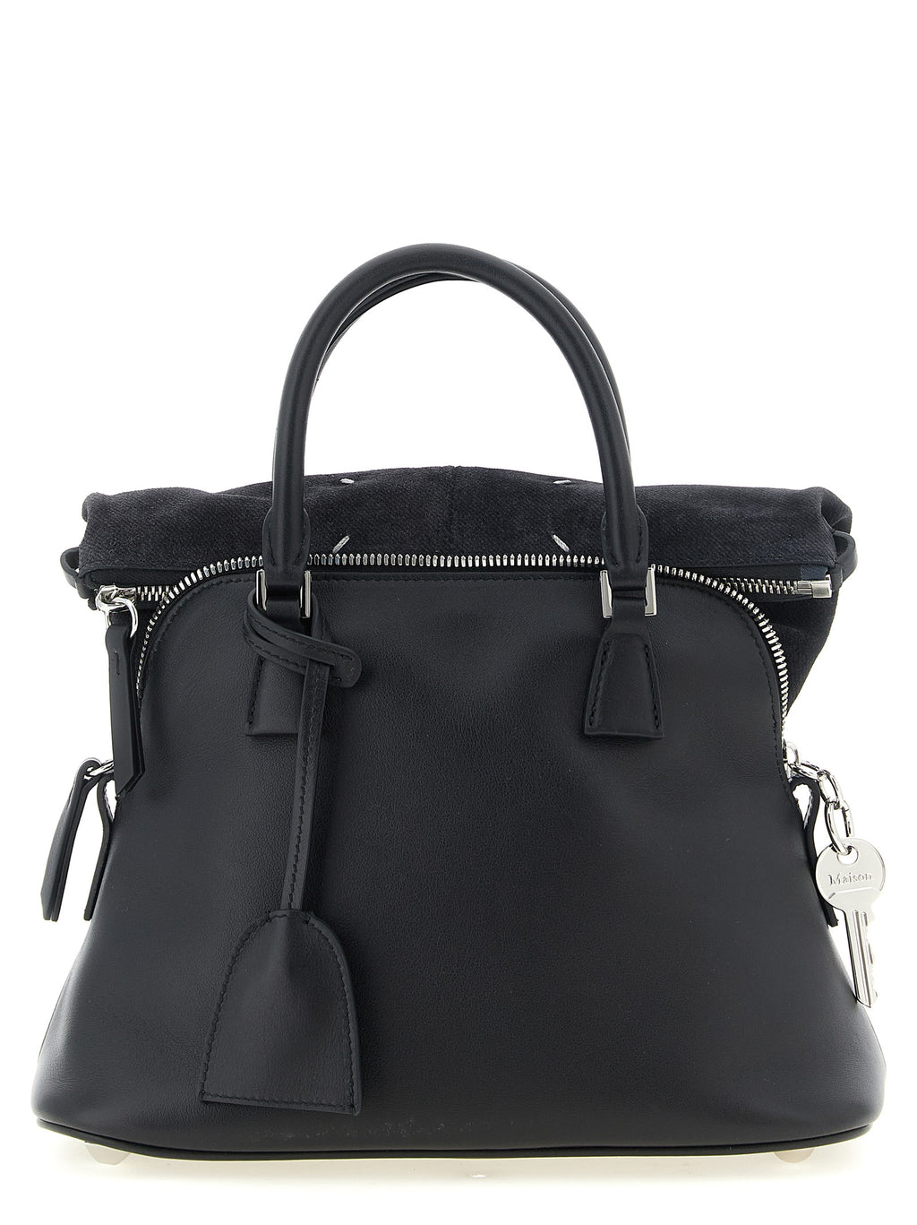 Schwarze Kalbsleder-Schultertasche