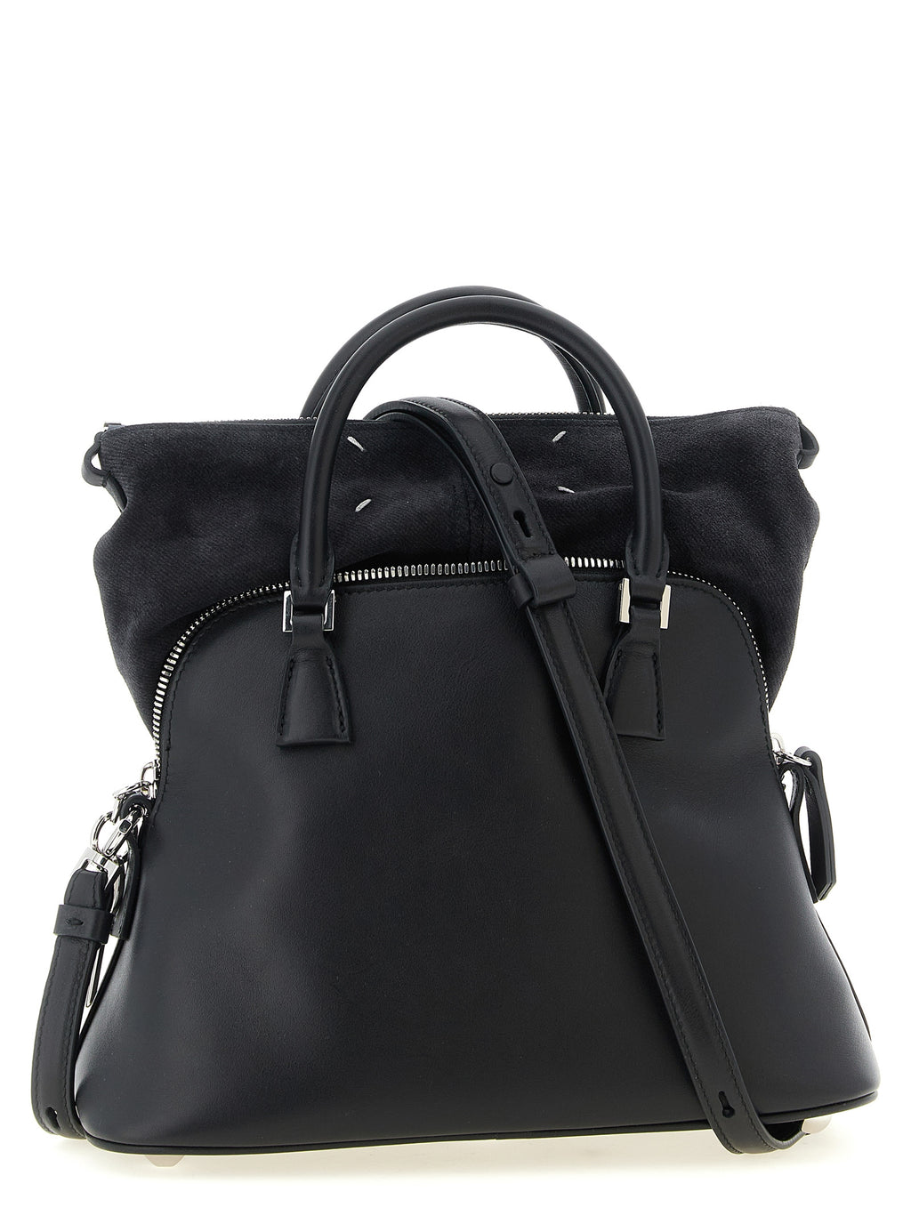 Schwarze Kalbsleder-Schultertasche