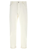 Weiße Baumwoll-Cropped-Jeans