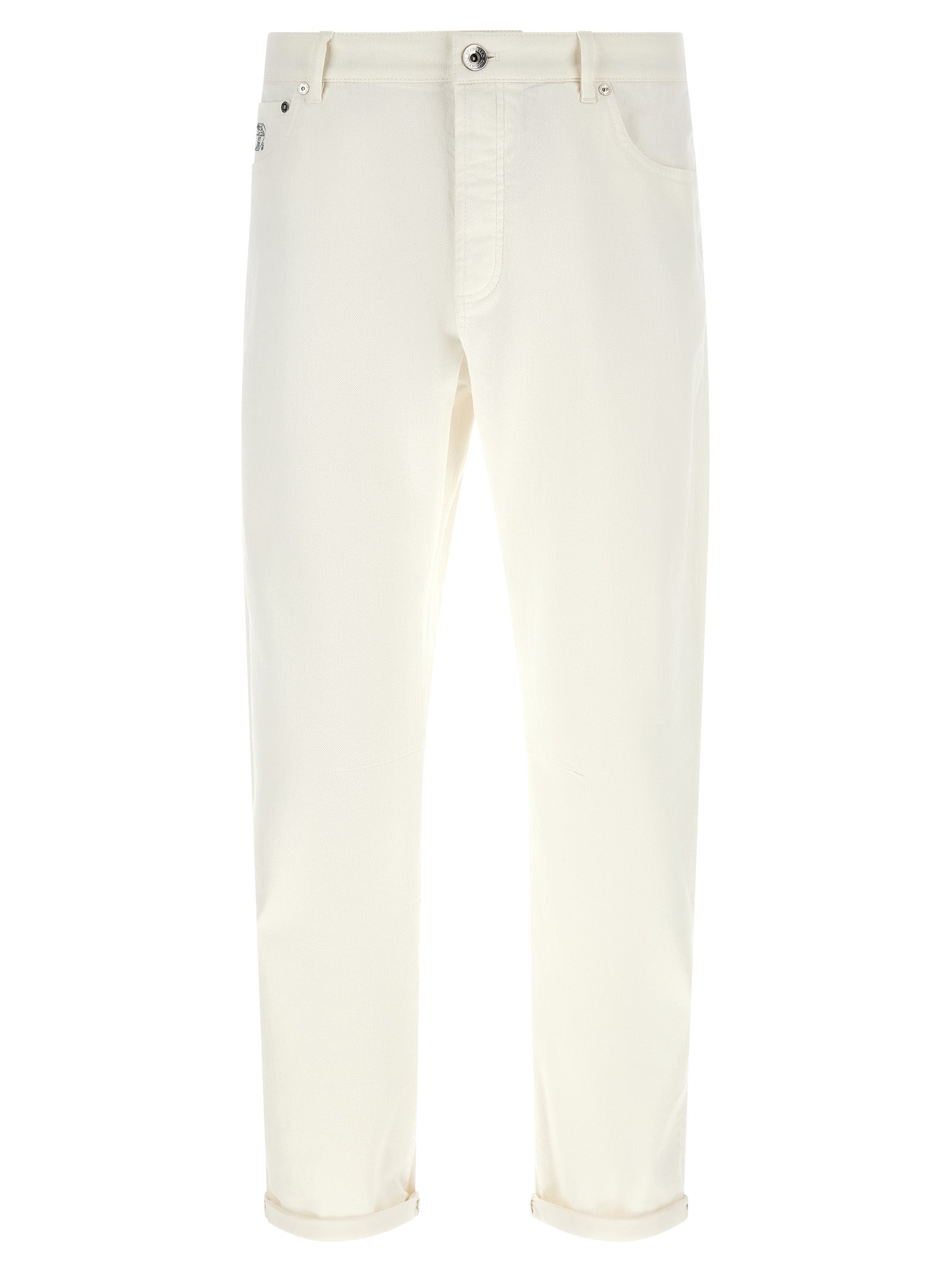 Weiße Baumwoll-Cropped-Jeans