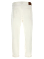 Weiße Baumwoll-Cropped-Jeans