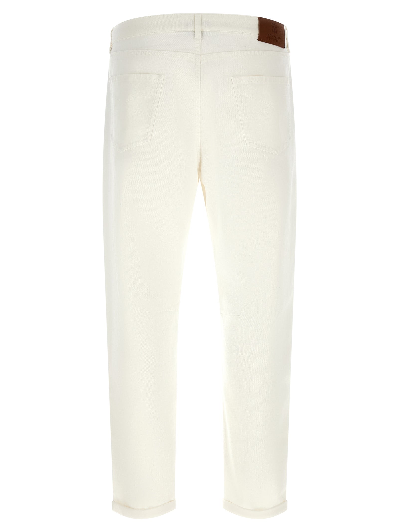 Weiße Baumwoll-Cropped-Jeans