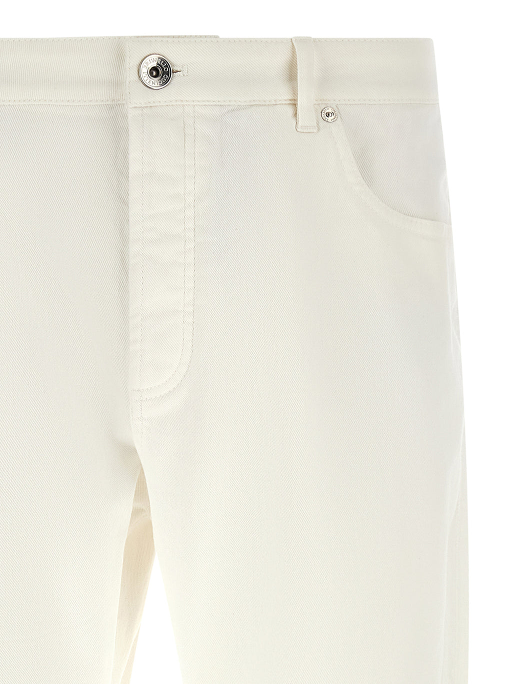 Weiße Baumwoll-Cropped-Jeans