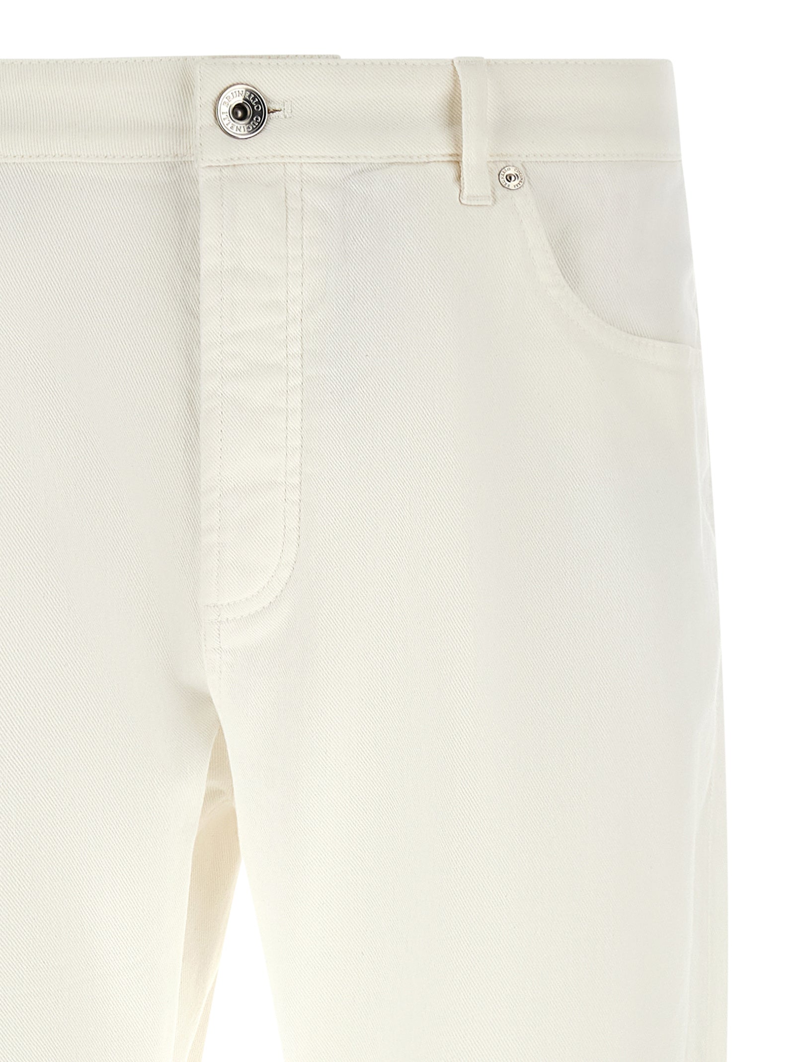 Weiße Baumwoll-Cropped-Jeans
