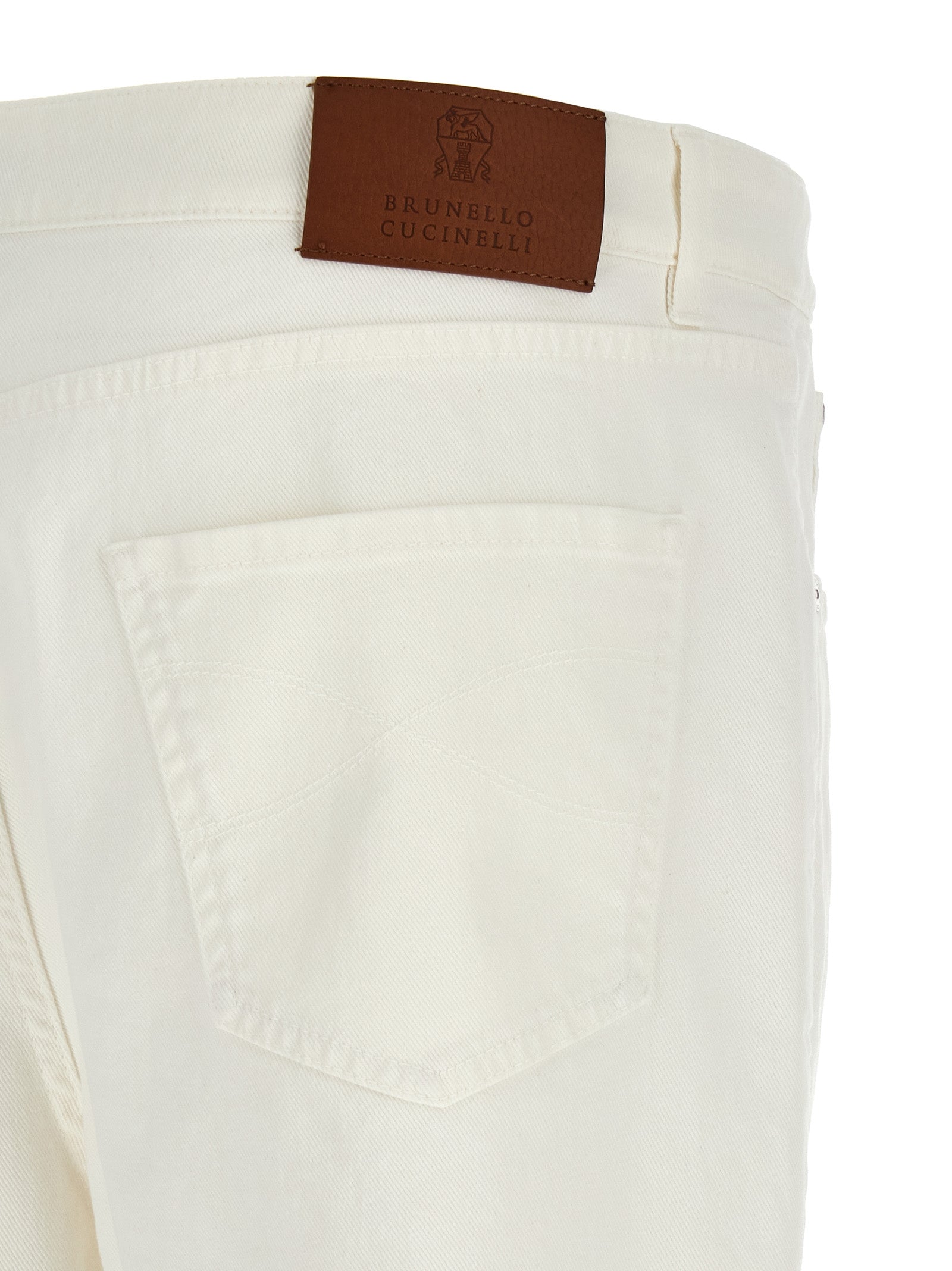 Weiße Baumwoll-Cropped-Jeans