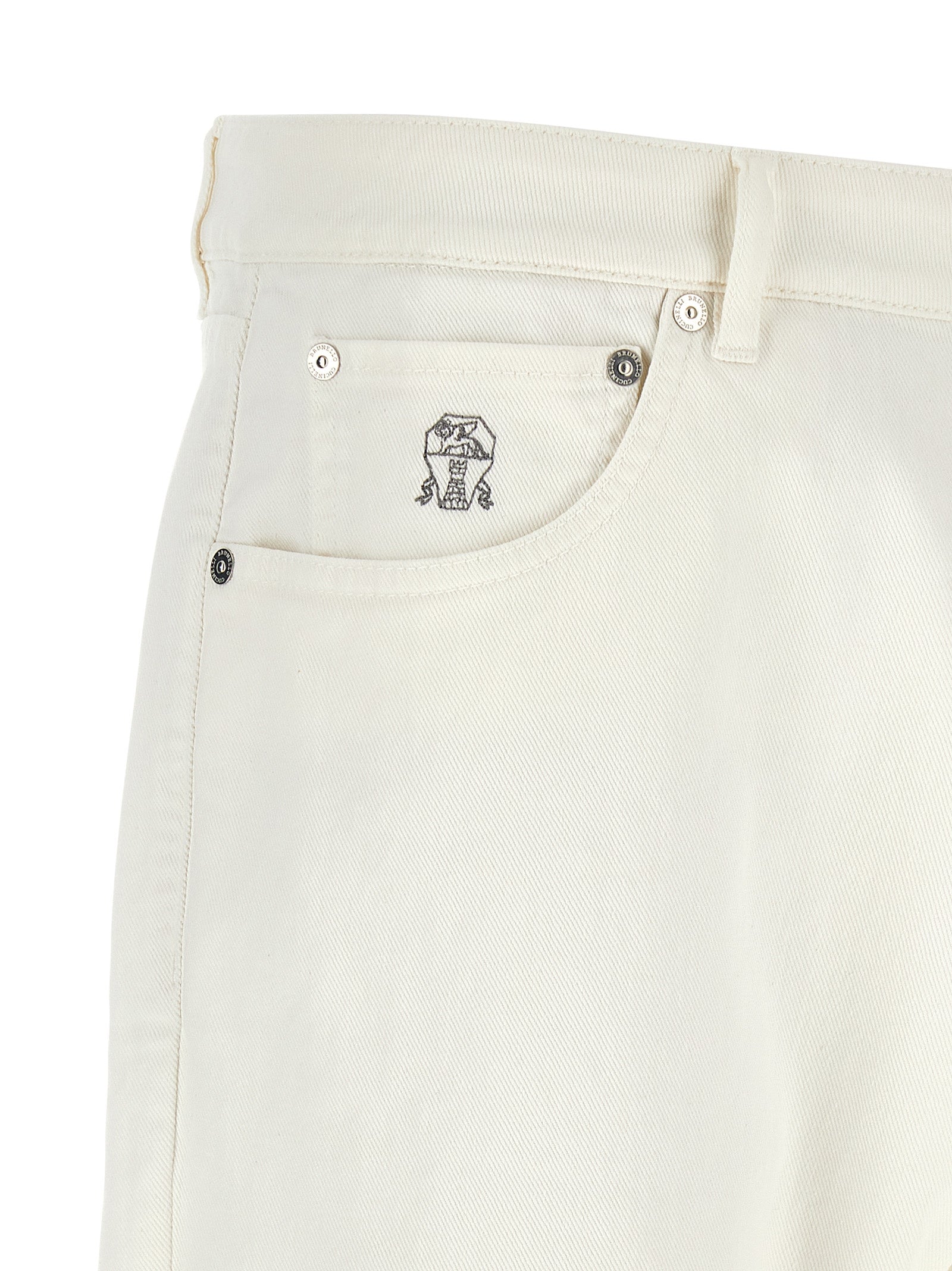 Weiße Baumwoll-Cropped-Jeans