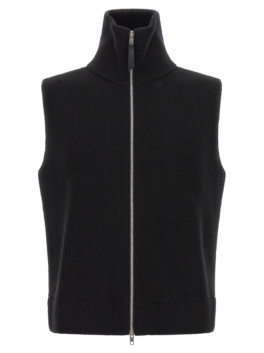 Ärmelloser Pullover aus schwarzer Wolle