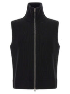 Ärmelloser Pullover aus schwarzer Wolle
