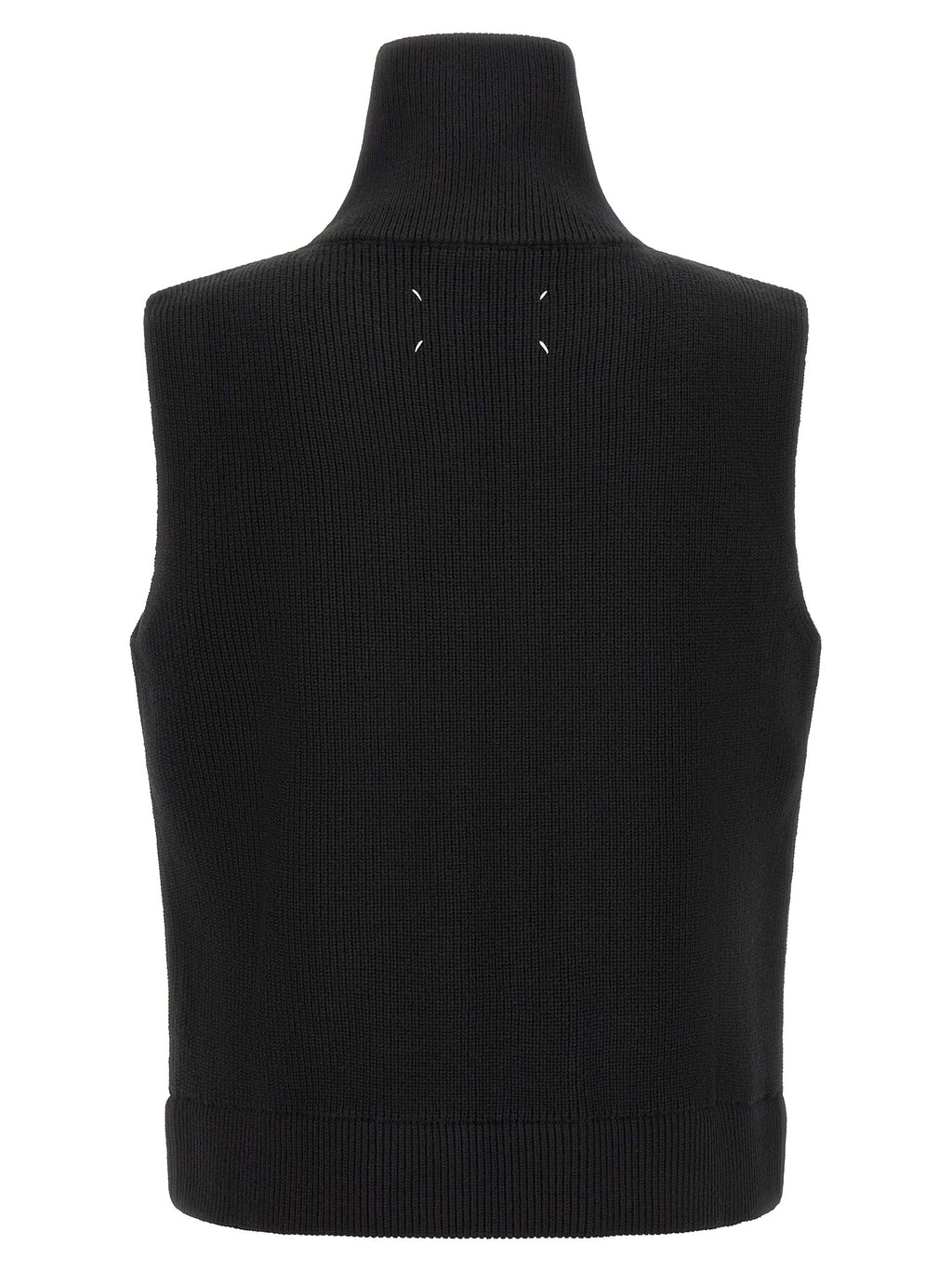 Ärmelloser Pullover aus schwarzer Wolle