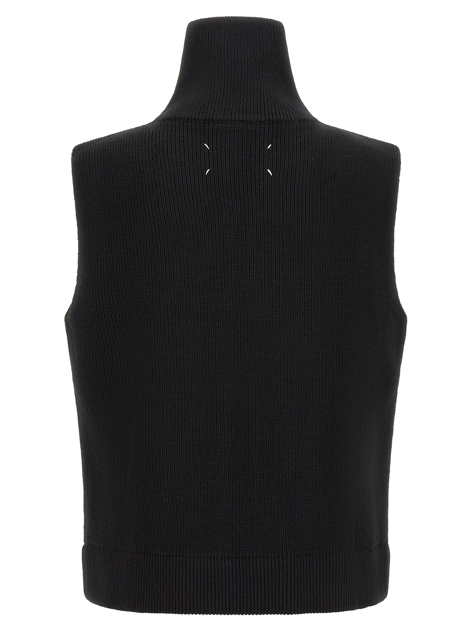 Ärmelloser Pullover aus schwarzer Wolle