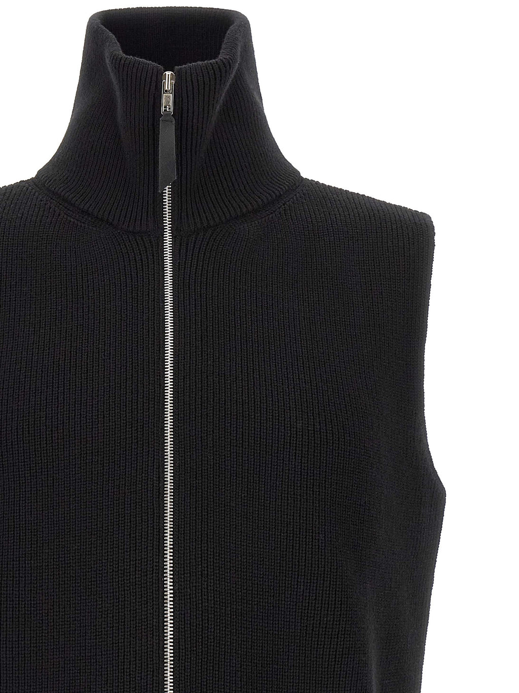 Ärmelloser Pullover aus schwarzer Wolle