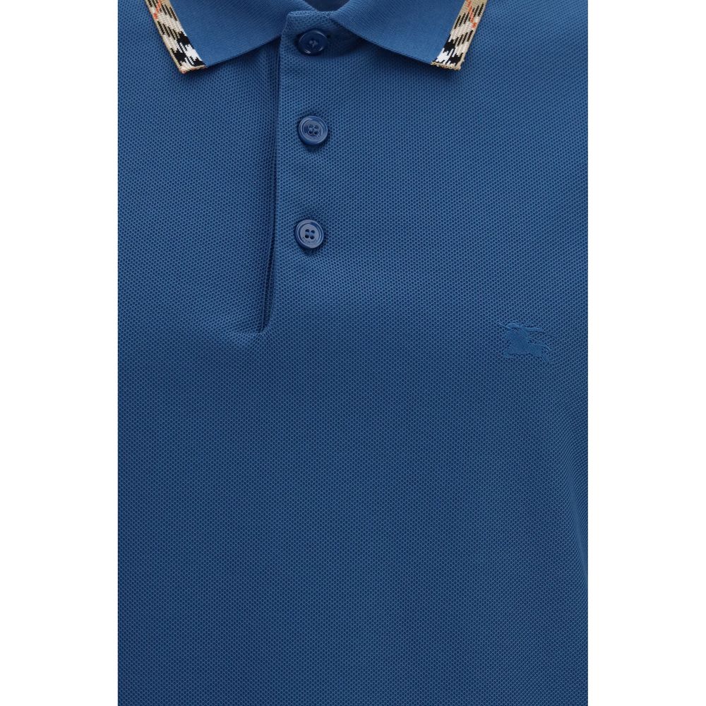 Blaues Baumwoll-Polohemd
