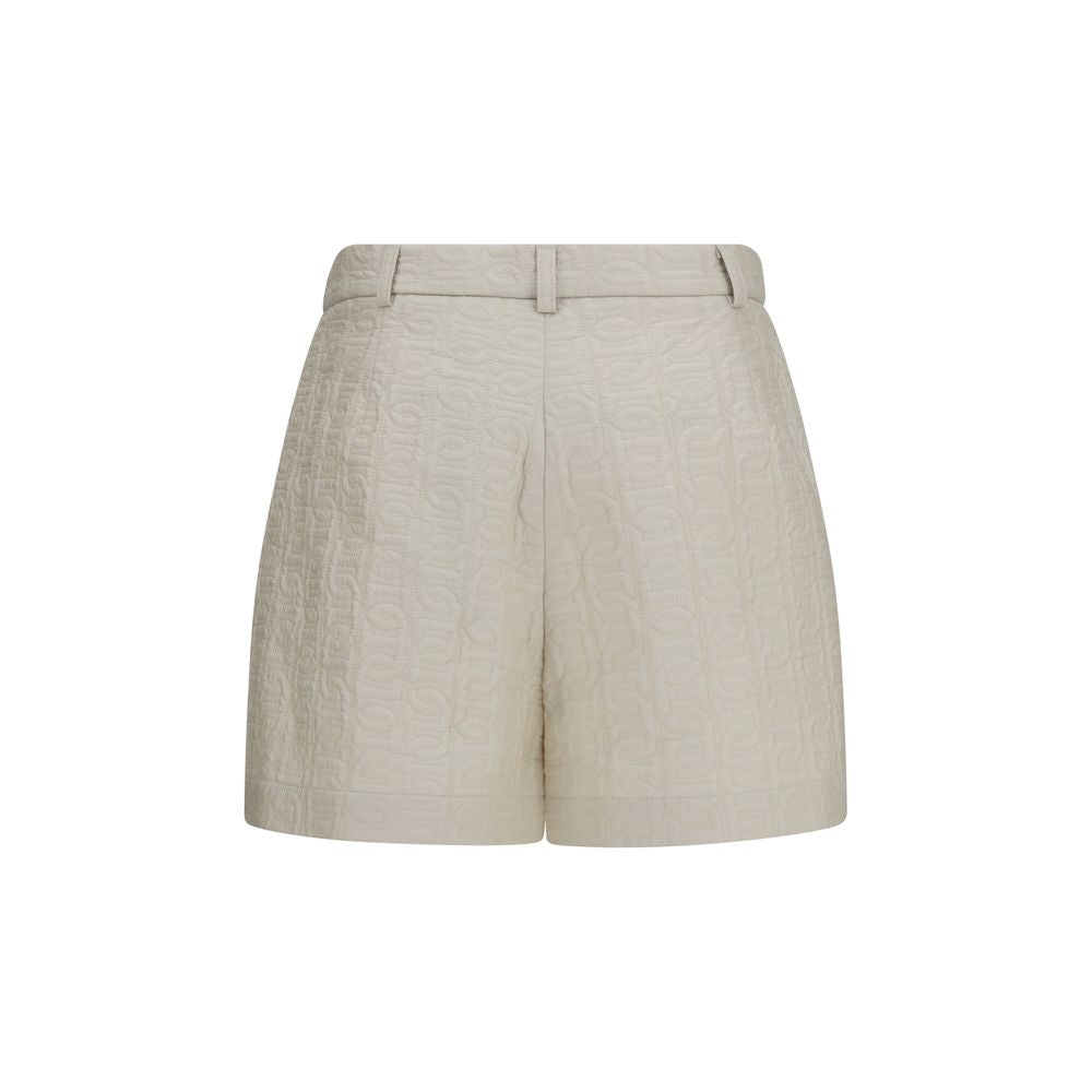 Beige Polyamid Bermuda Shorts