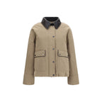 Beige Baumwoll-Lederjacke