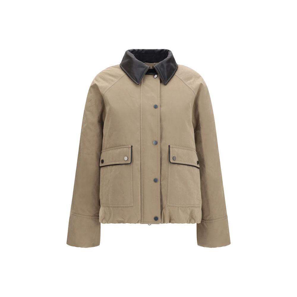 Beige Baumwoll-Lederjacke