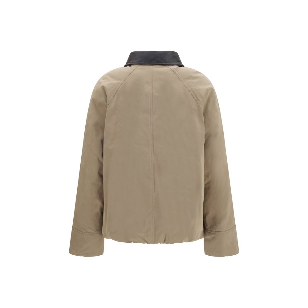 Beige Baumwoll-Lederjacke