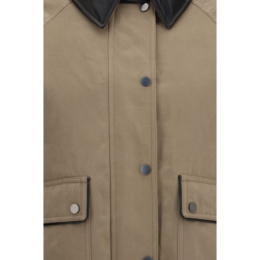 Beige Baumwoll-Lederjacke