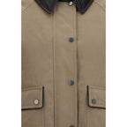 Beige Baumwoll-Lederjacke