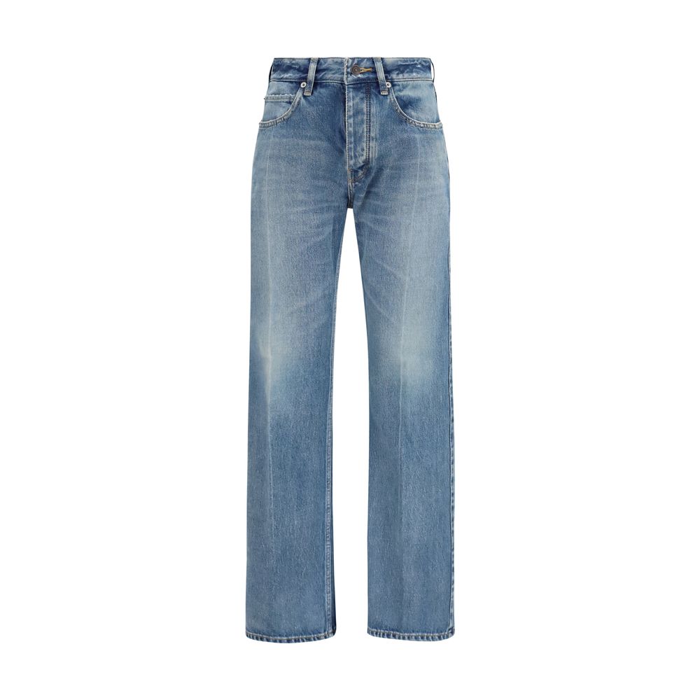 Blaue Jeans aus Baumwolle im geraden Schnitt
