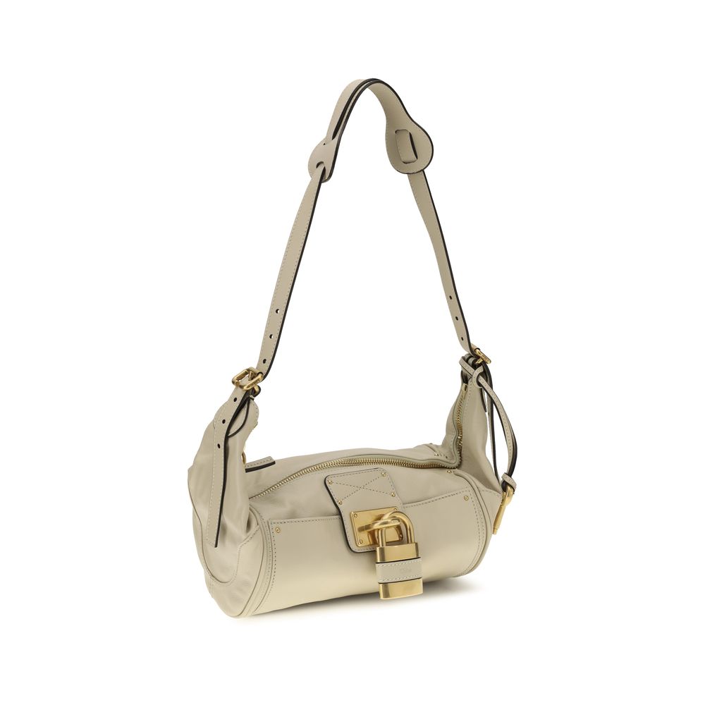 Beige Kalbsleder Bos Taurus Schultertasche
