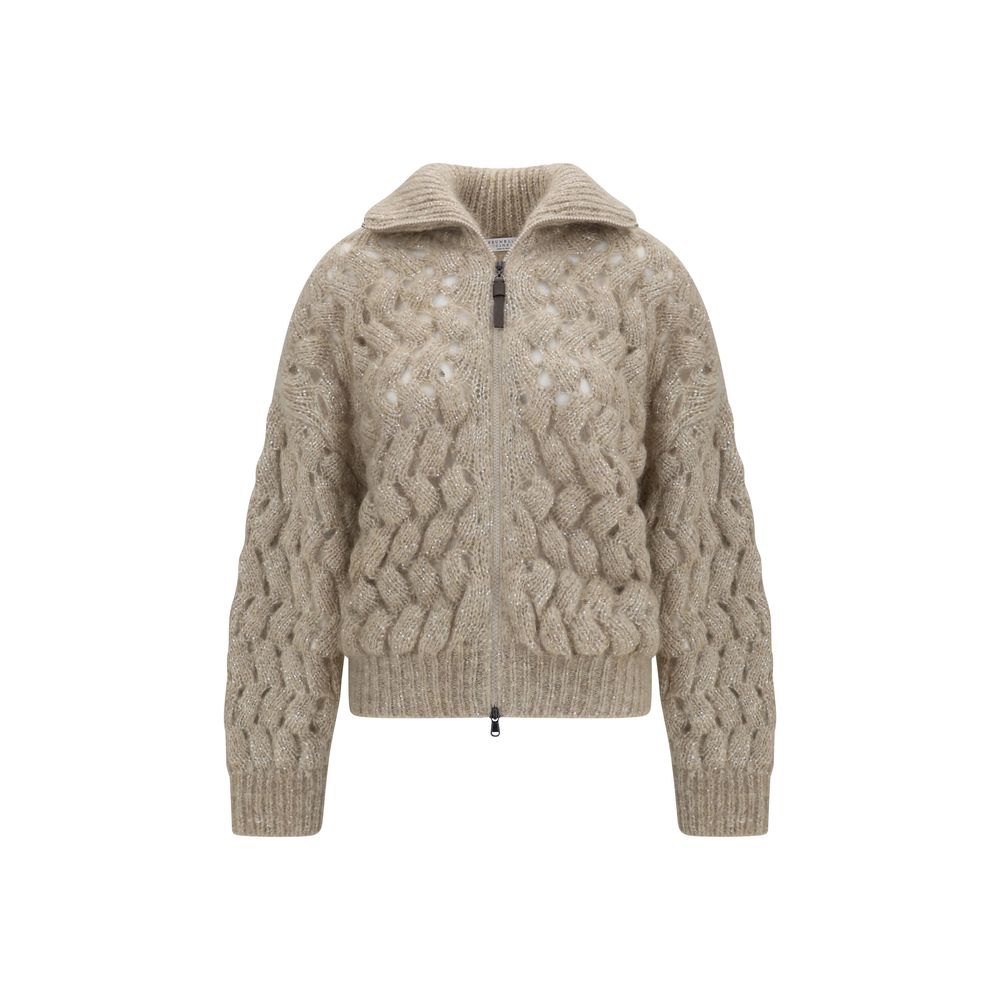 Beige Woll Cardigan Oves Aries