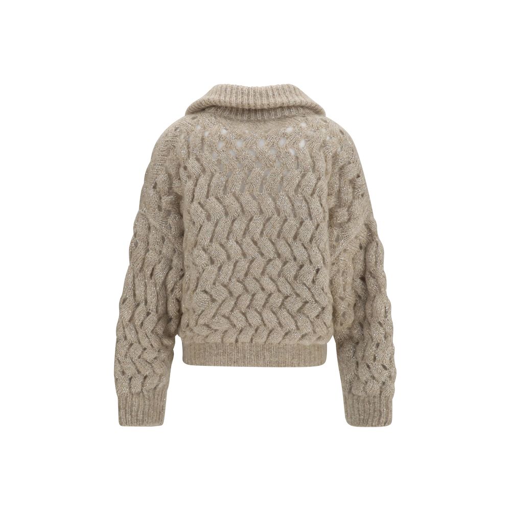 Beige Woll Cardigan Oves Aries