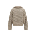 Beige Woll Cardigan Oves Aries