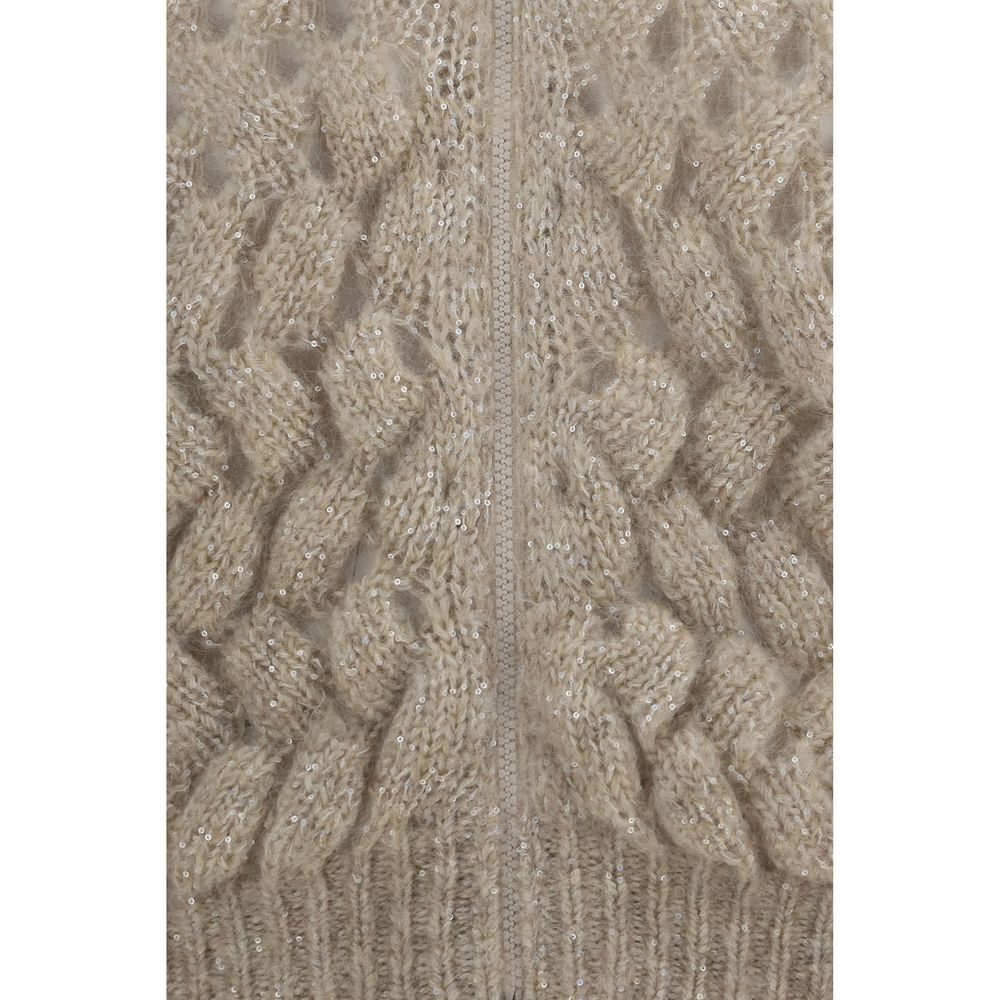 Beige Woll Cardigan Oves Aries