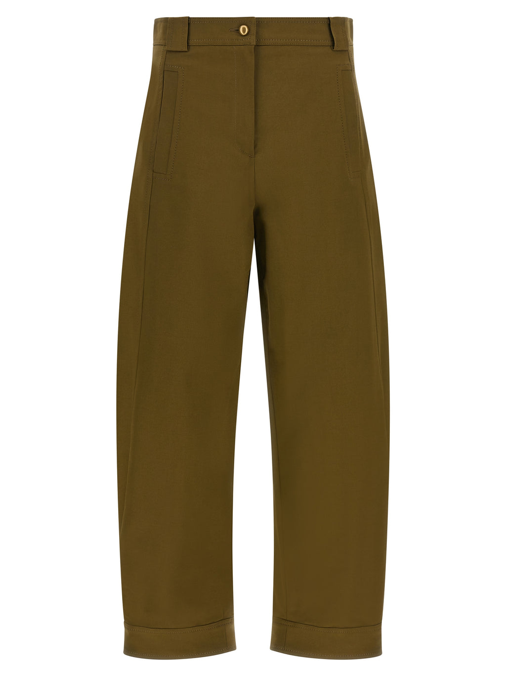 Zweifarbige Baumwoll-Cropped-Hose