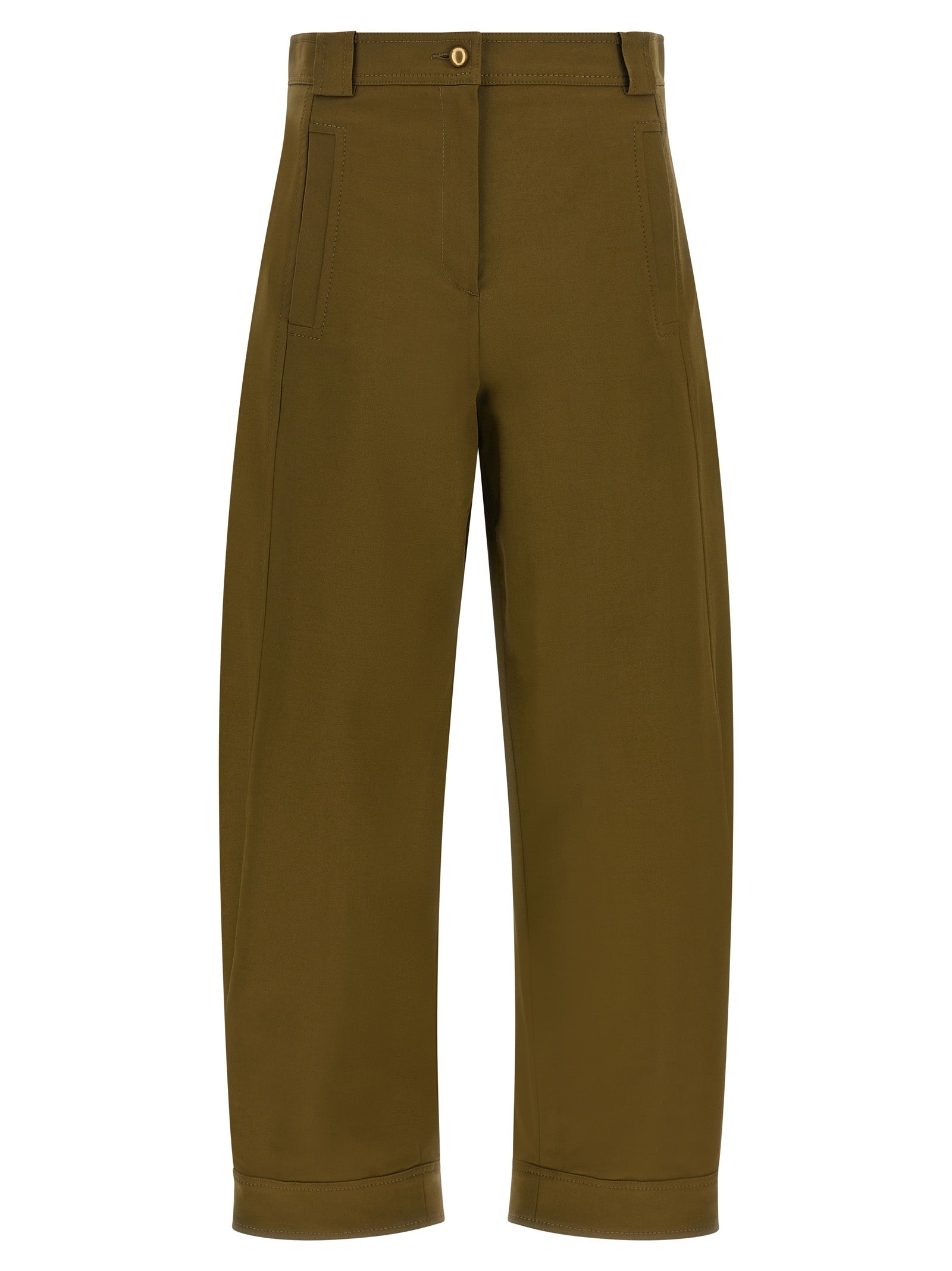 Zweifarbige Baumwoll-Cropped-Hose