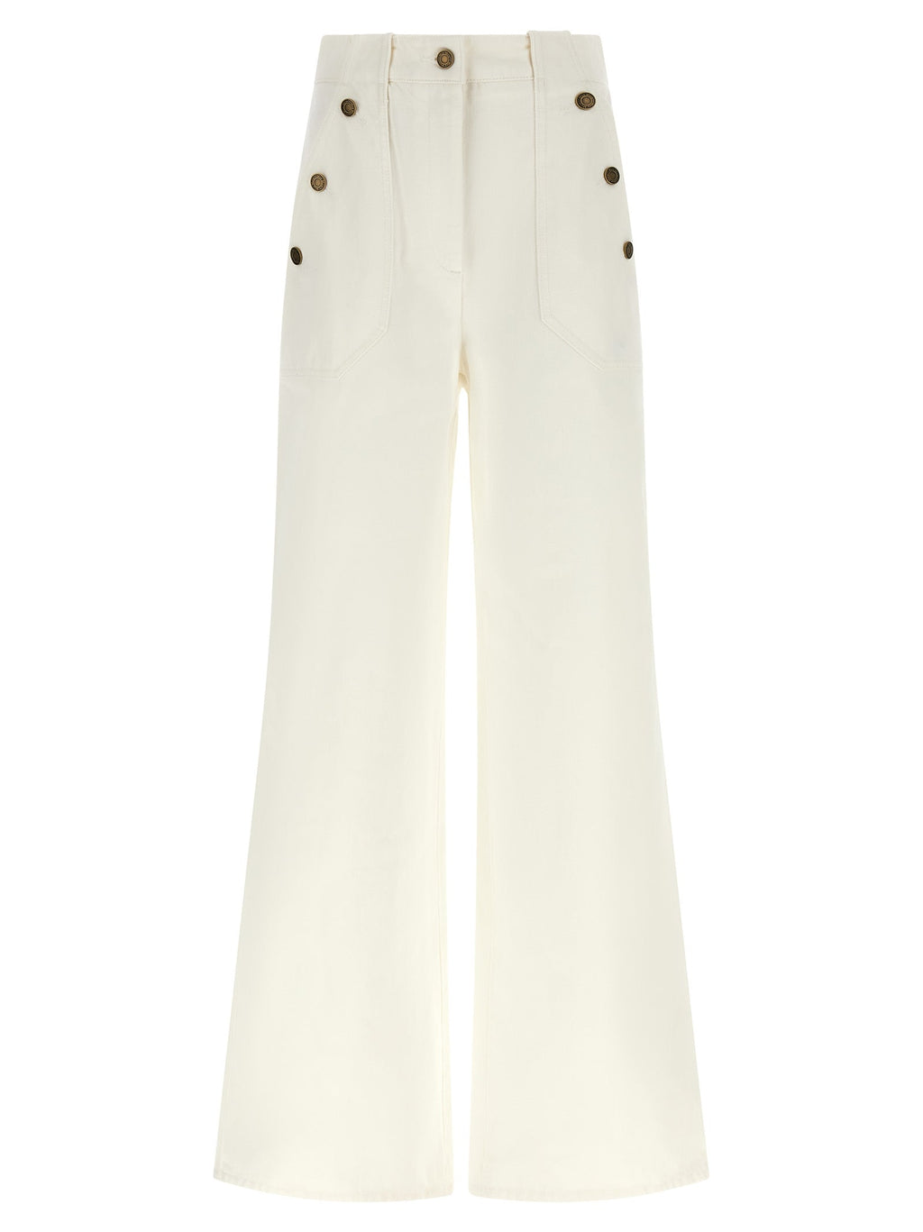 Weiße Baumwoll-Hosen mit weitem Bein Max Mara