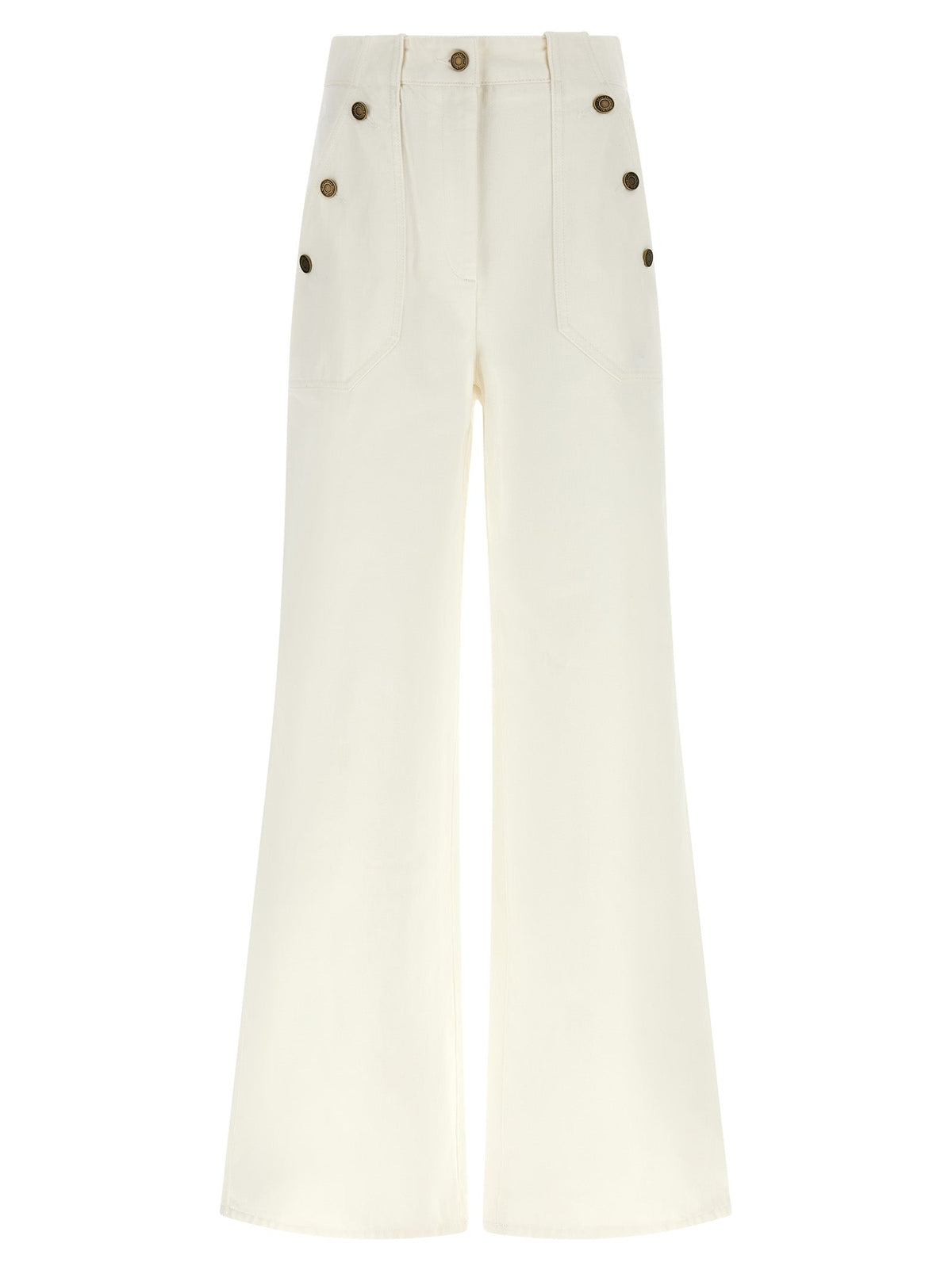 Weiße Baumwoll-Hosen mit weitem Bein Max Mara