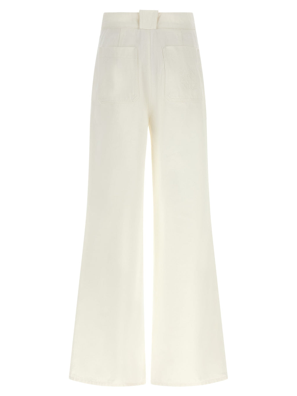 Weiße Baumwoll-Hosen mit weitem Bein Max Mara