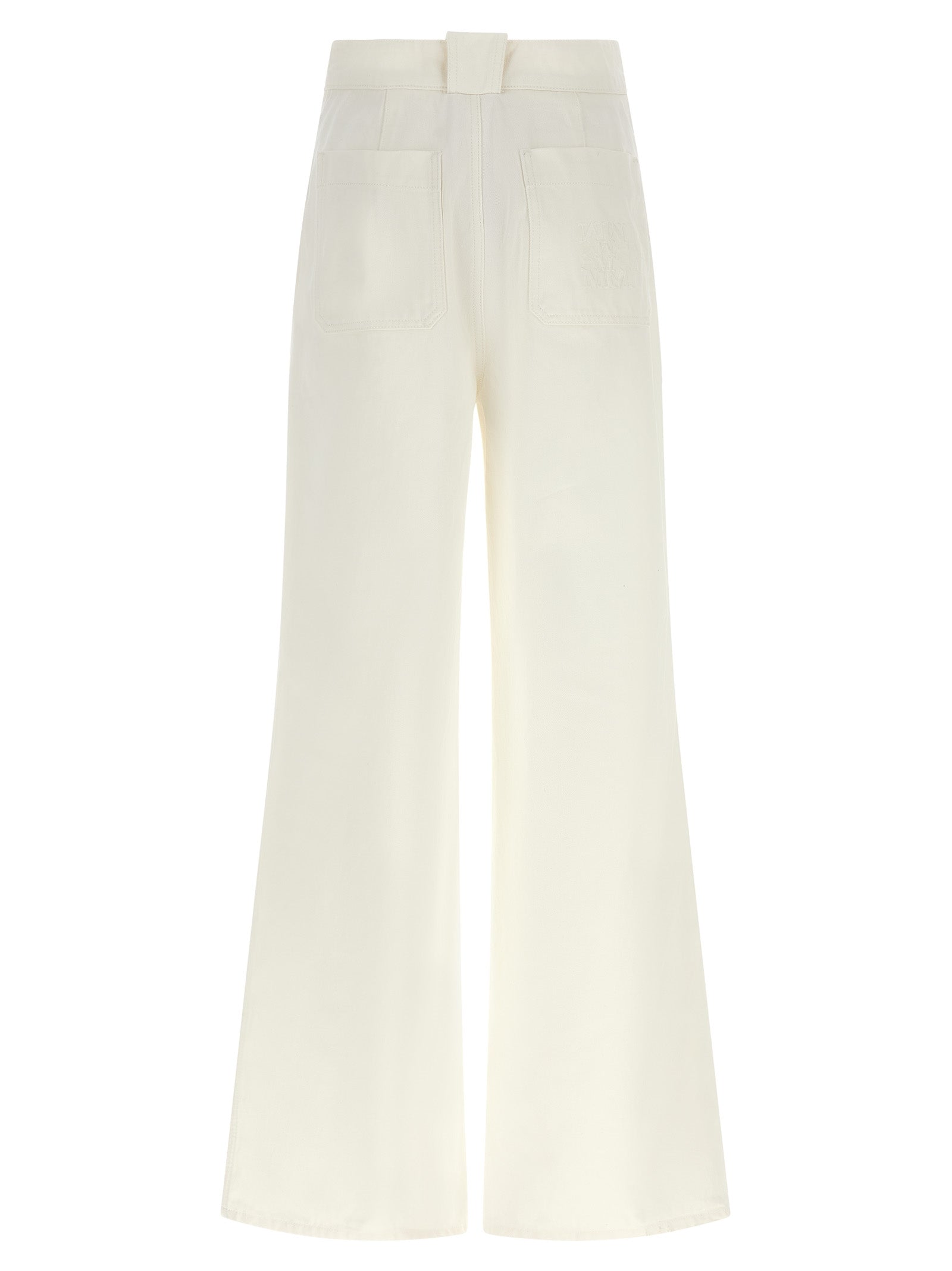 Weiße Baumwoll-Hosen mit weitem Bein Max Mara