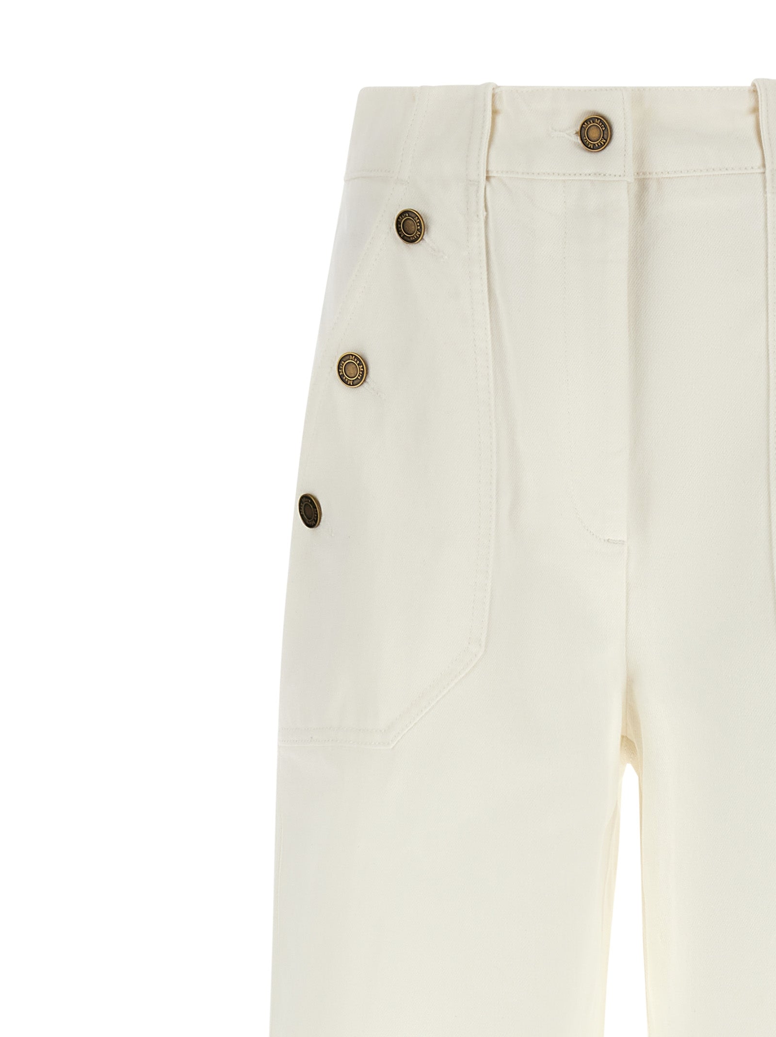 Weiße Baumwoll-Hosen mit weitem Bein Max Mara