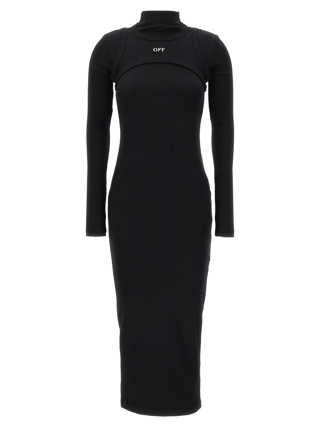 Schwarzes Baumwoll-Midikleid