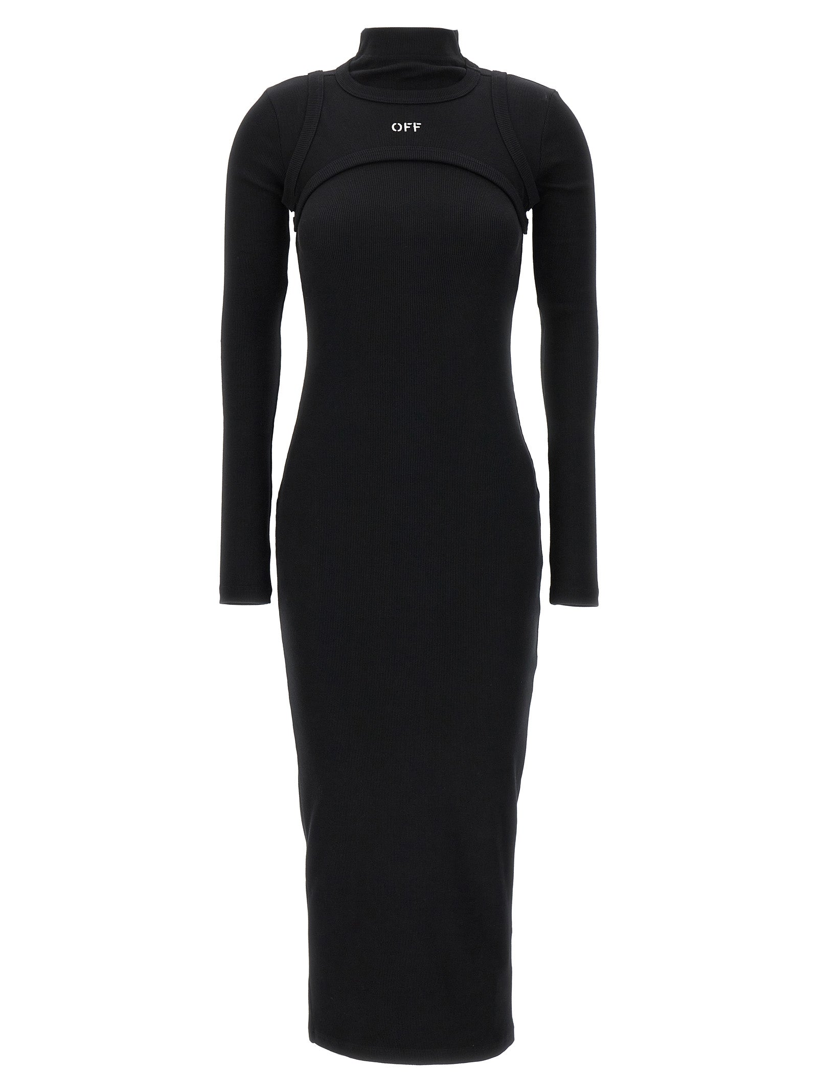 Schwarzes Baumwoll-Midikleid