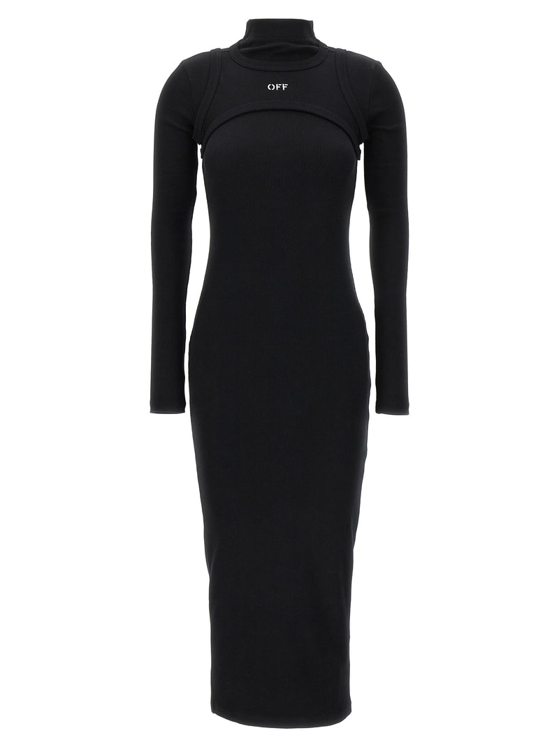 Schwarzes Baumwoll-Midikleid