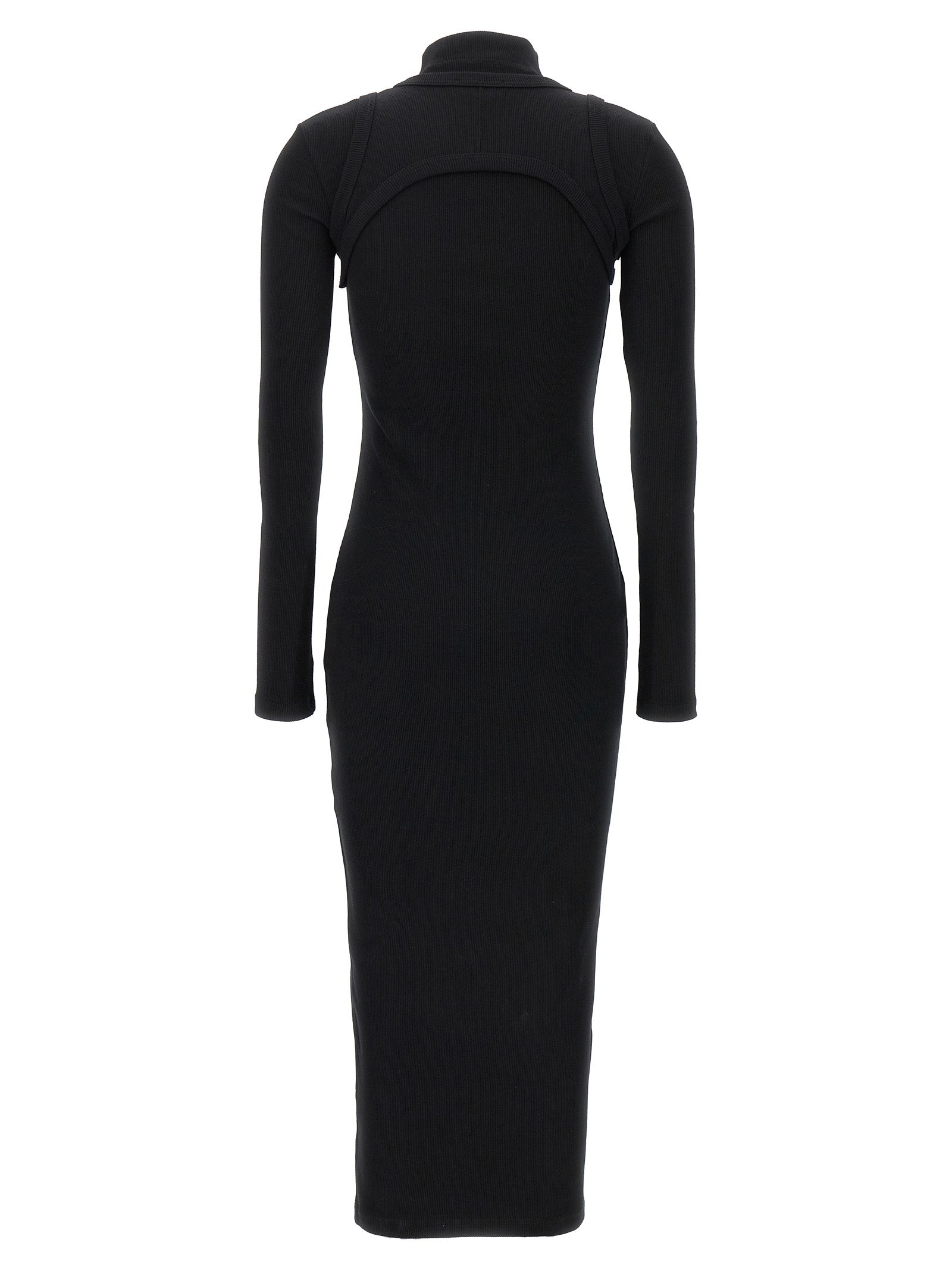Schwarzes Baumwoll-Midikleid