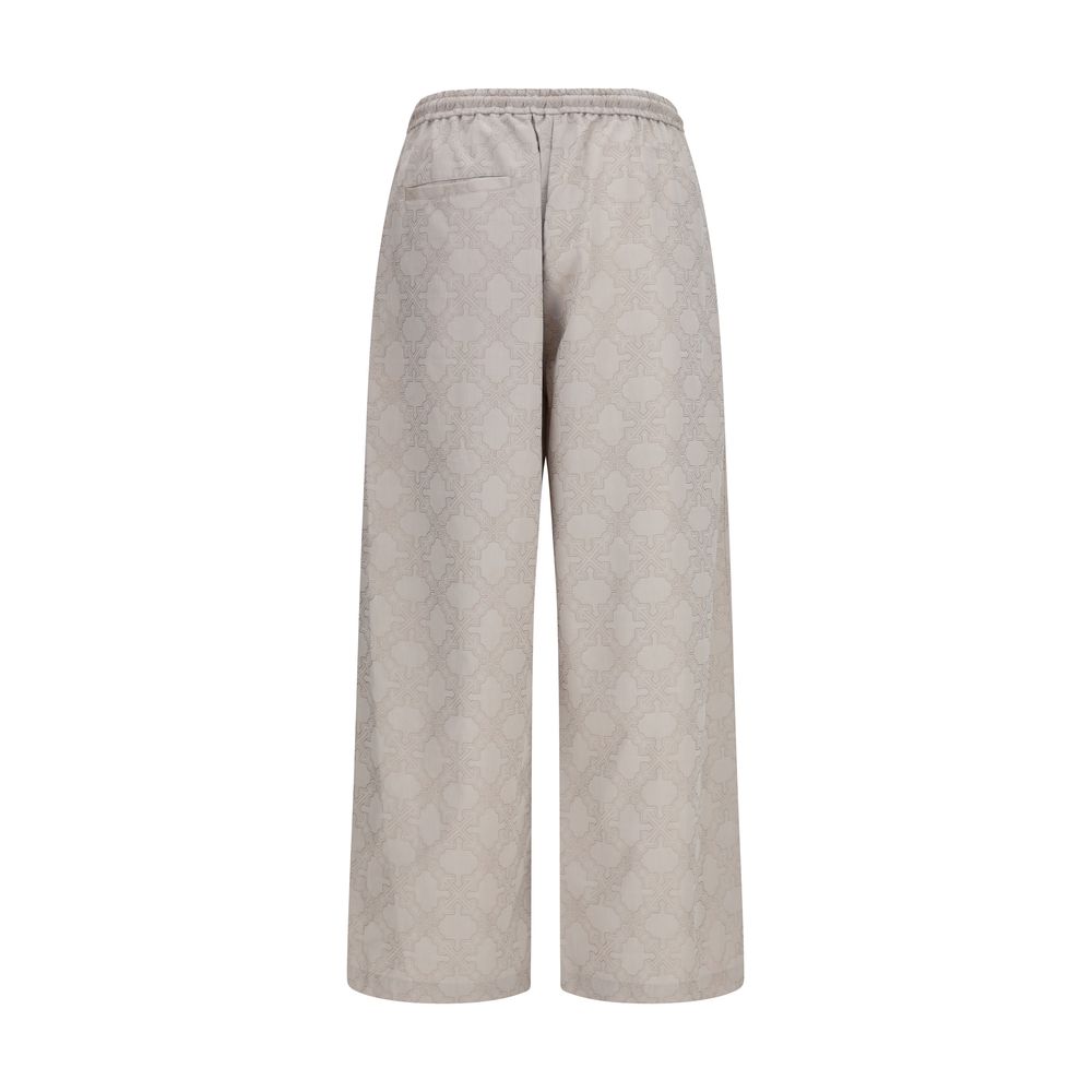 Beige Cotton Casual Pants