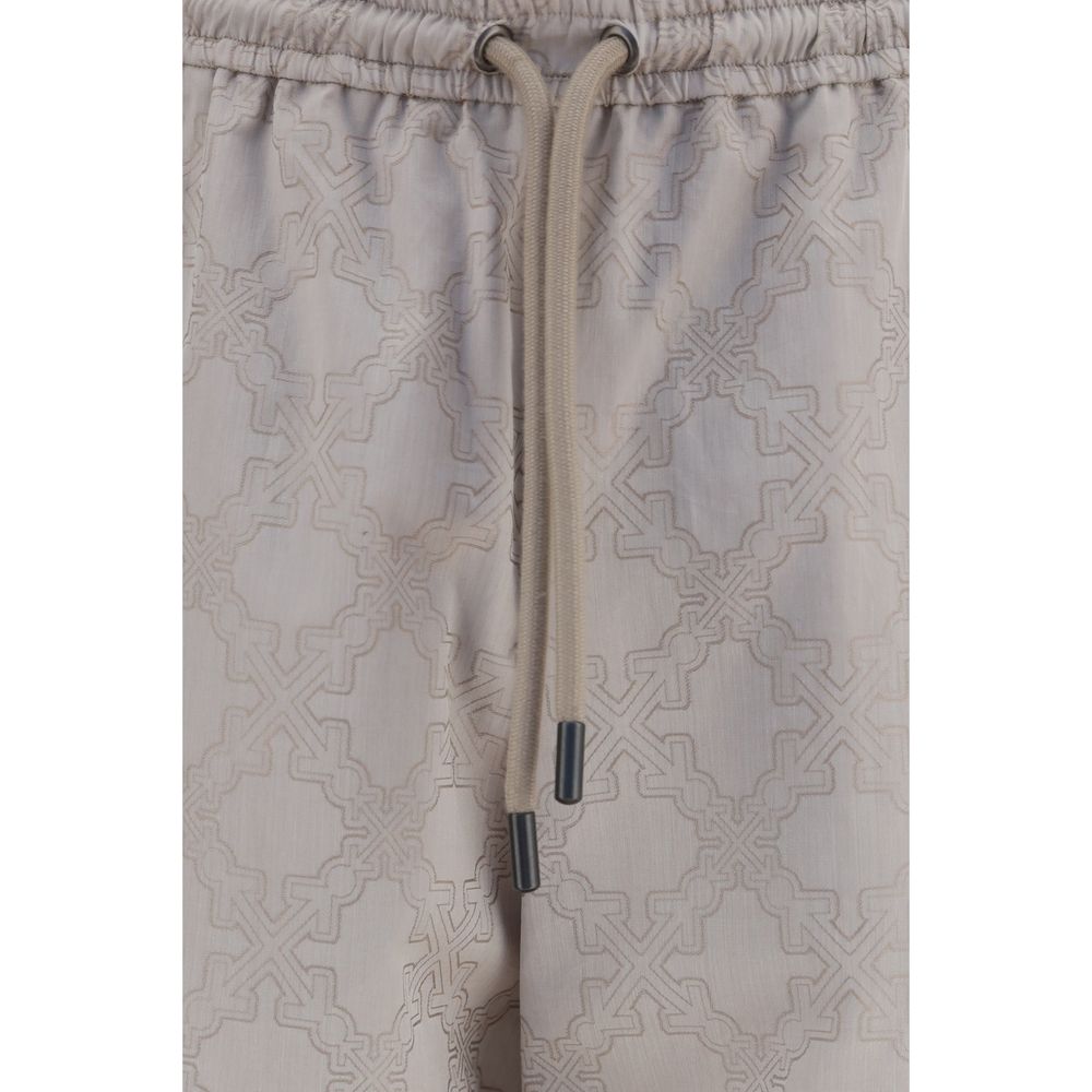 Beige Cotton Casual Pants