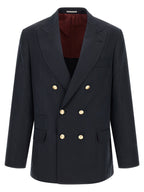 Blauer Seidenblazer