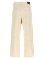 Beige Cotton Casual Pants