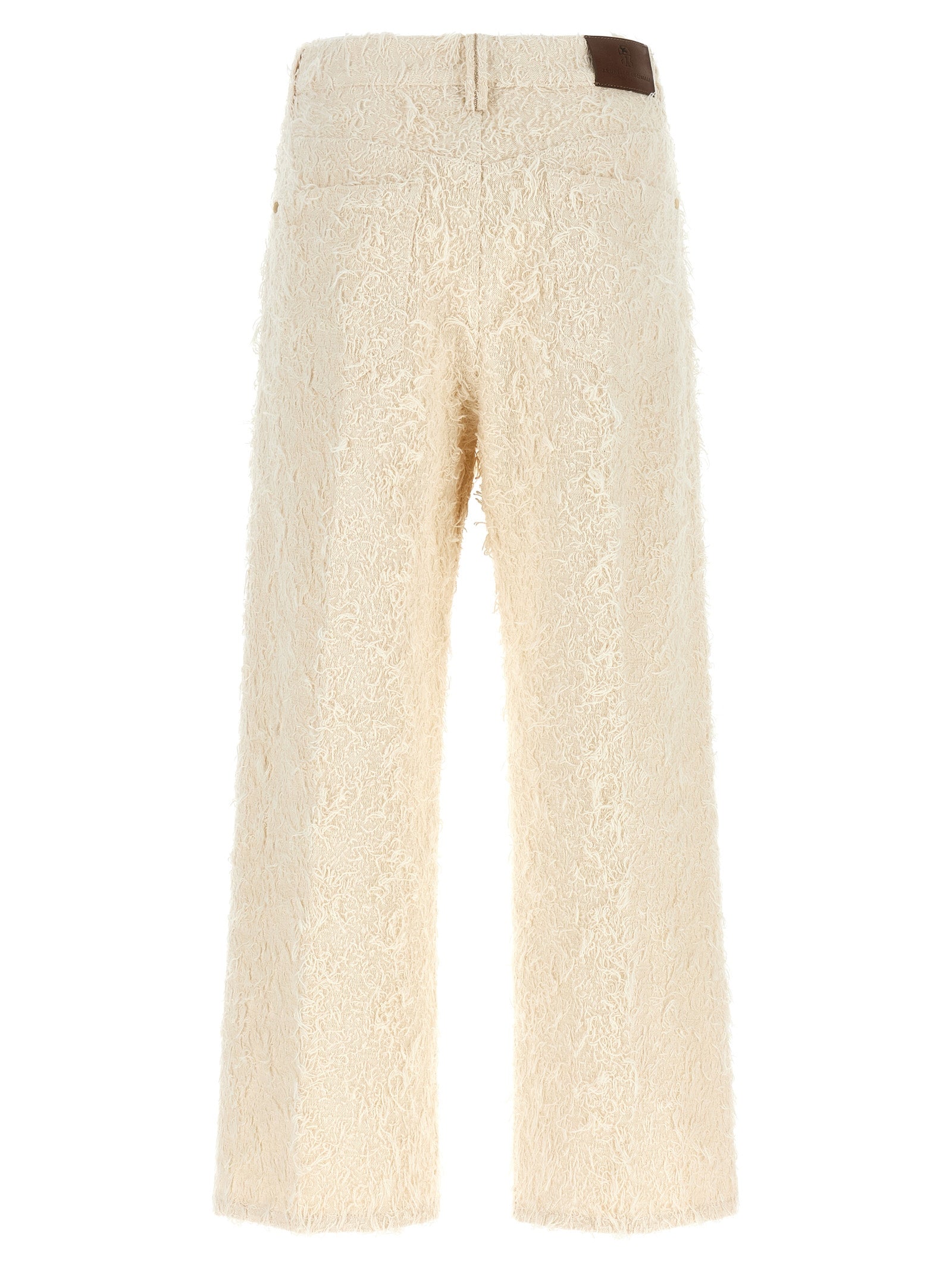 Beige Cotton Casual Pants
