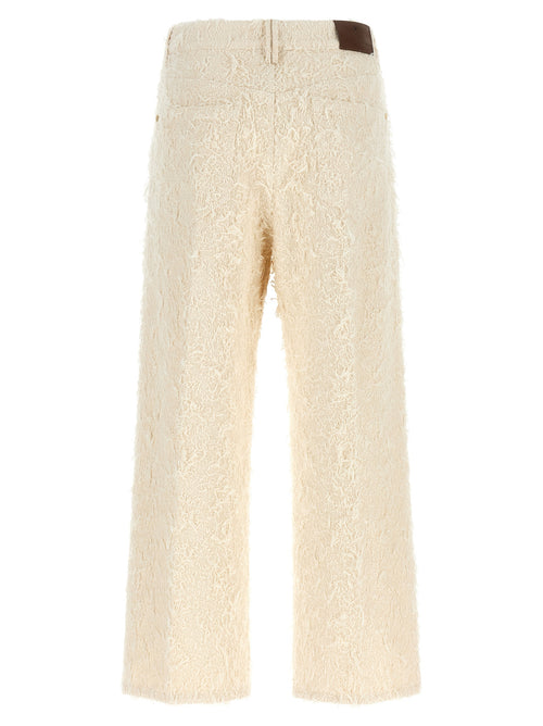 Beige Cotton Casual Pants
